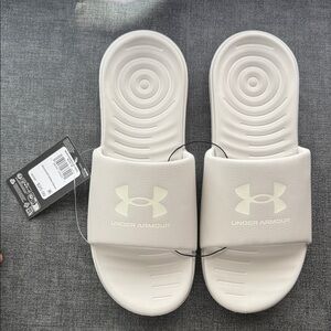 Under Armour Light Grey Slide Sandals - Size 11